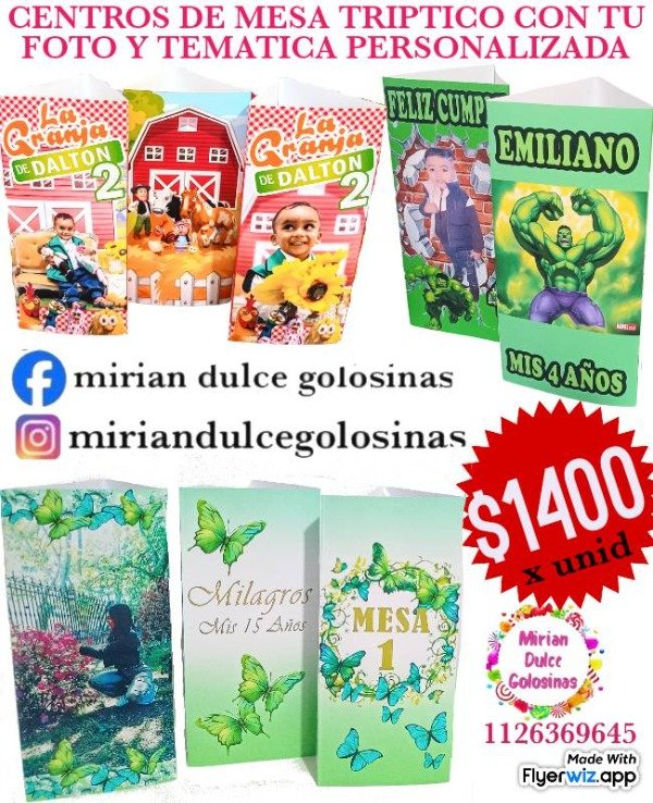 Producto - Centro de mesa tríptico separador de mesa personalizado