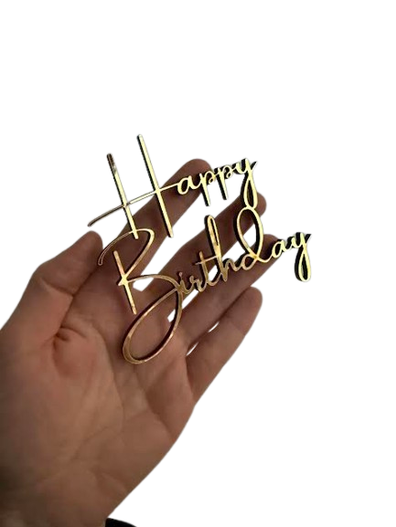Producto - Topper MDF FRONTAL con vinilo dorado: Happy birthday