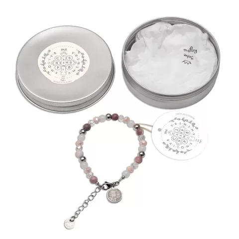 Producto - Pulsera Acero San Benito + Jaspe Rosa Nancy