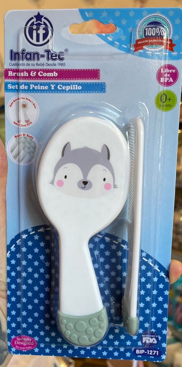 Producto - Set peine y cepillo infantec +0M gris