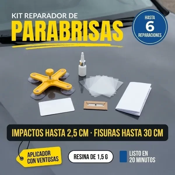Producto - Kit Reparador de Parabrisas con Resina y Aplicador de Ventosas - 3