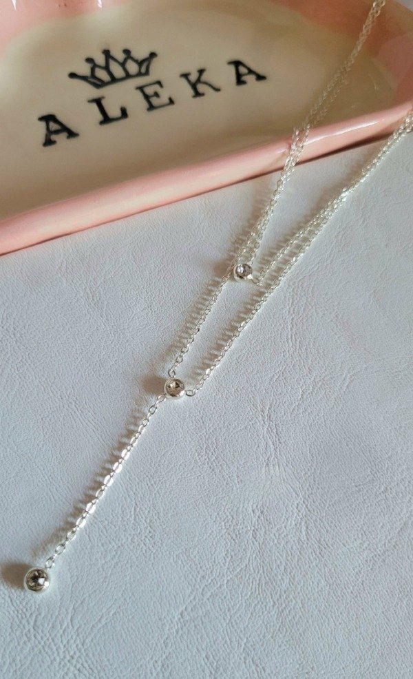 Producto - Collar triple cadena con strass de acero blanco - 4