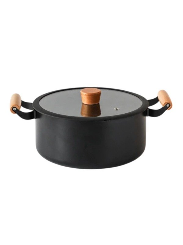 Producto - 100786 Batería de Cocina Noble 7 piezas Negro c/Mango de Madera - 1