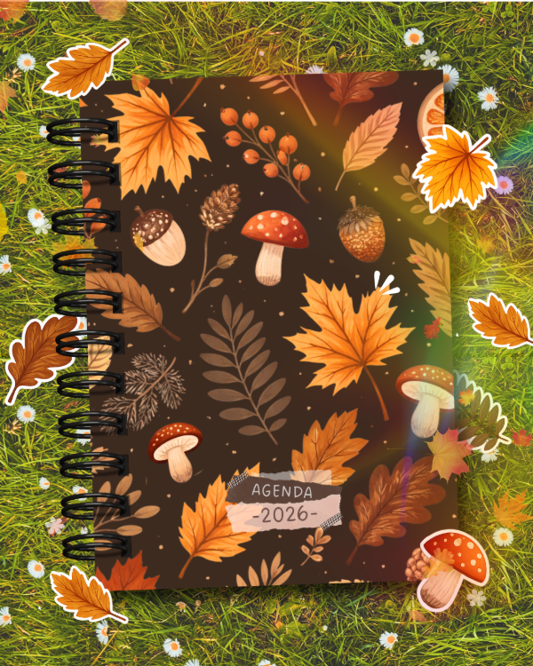Producto - Agenda a5 - 2026 Con fechas - Ilustrada - "Otoño Oscuro"