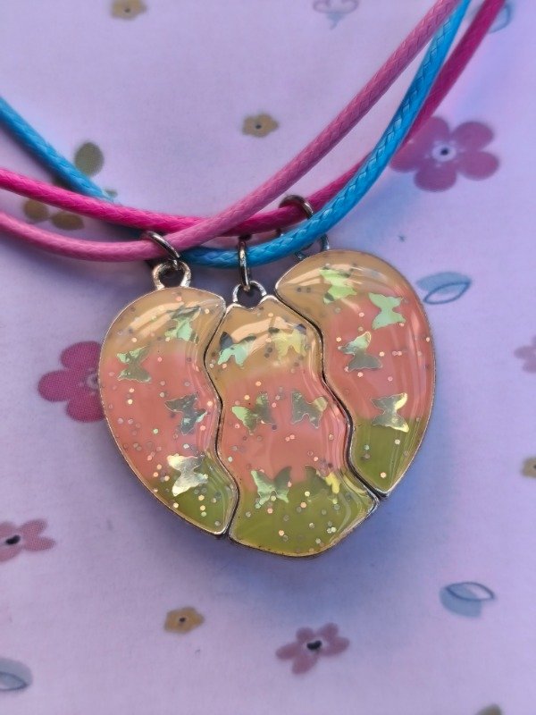 Producto - Collares Iman x3 corazón maripositas - 1