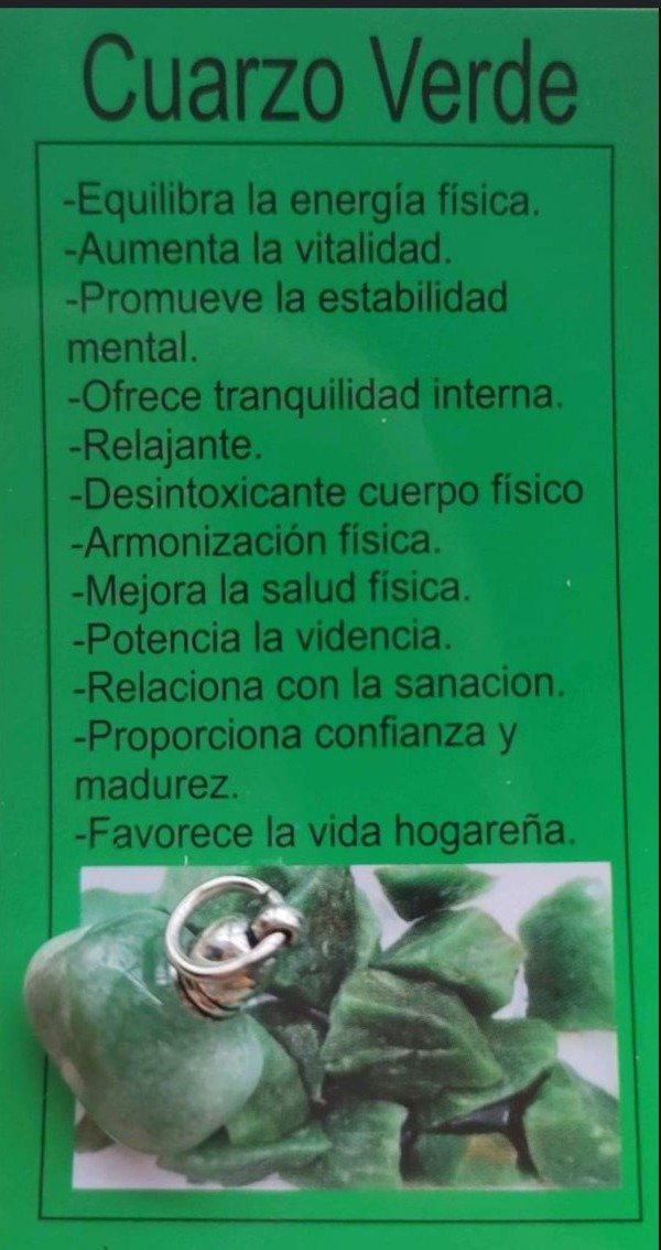Producto - Dije Cuarzo Verde 2 a 3cm - 0