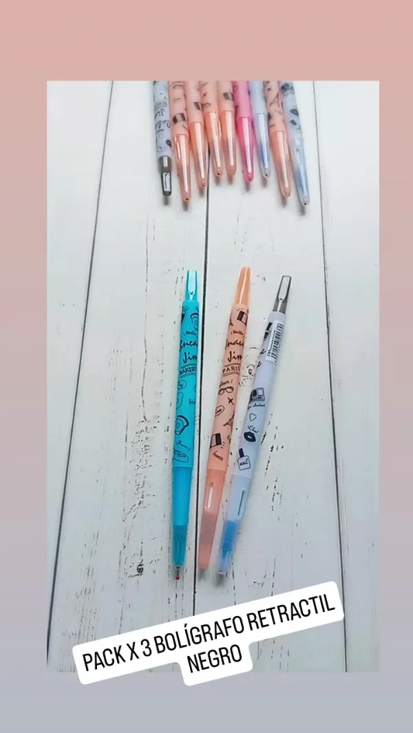 Producto - PACK X 3 BOLÍGRAFO RETRACTIL