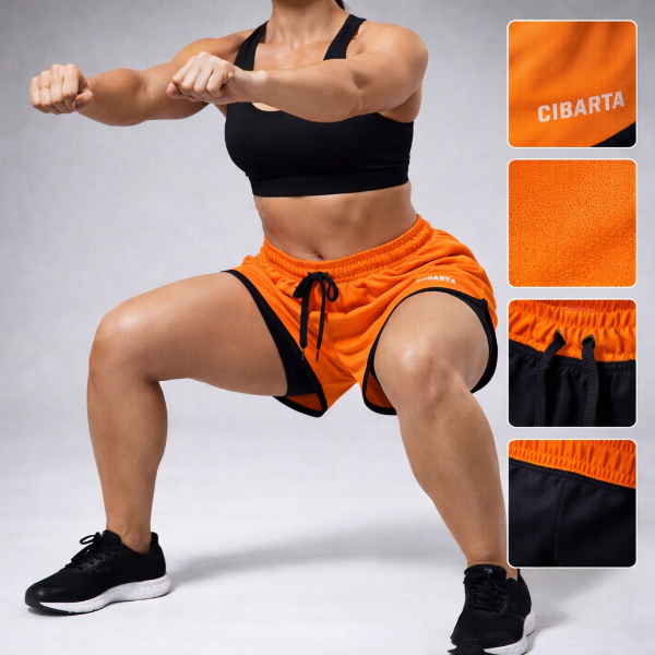 Producto - Short con calza cibarta modelo RCV Fitness Naranja