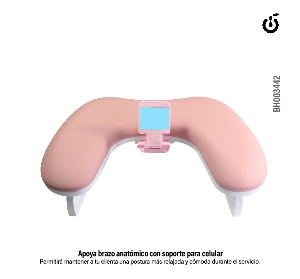 Producto - Apoya Brazos Anatómico Rosa con Soporte de Celular Cherimoya