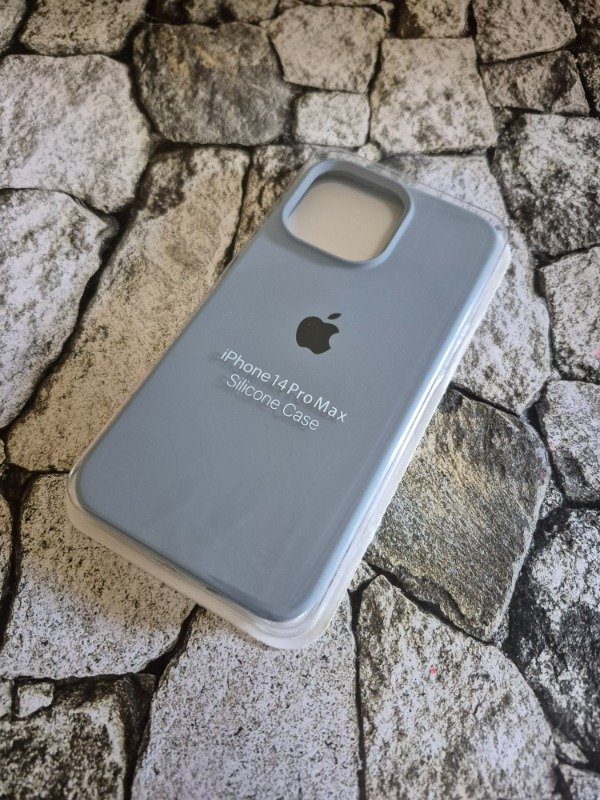 Producto - Funda silicone case logo Iphone 14 Pro Max celeste grisáceo