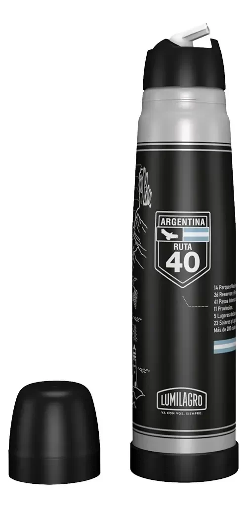 Producto - TERMO LUMILAGRO LUMINOX RUTA 40 BALA 1LT ACERO INOXIDABLE PICO MATERO - 4