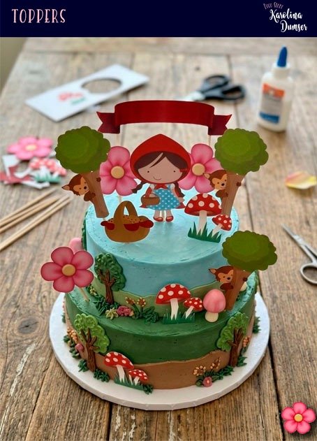 Producto - Cake Topper Caperucita Roja Imprimible. Figuras Adorno