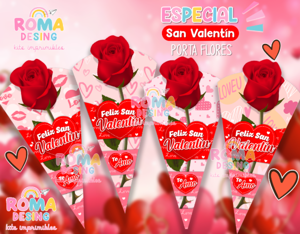 Producto - Porta flor / rosa  San Valentin ( pack 2 )