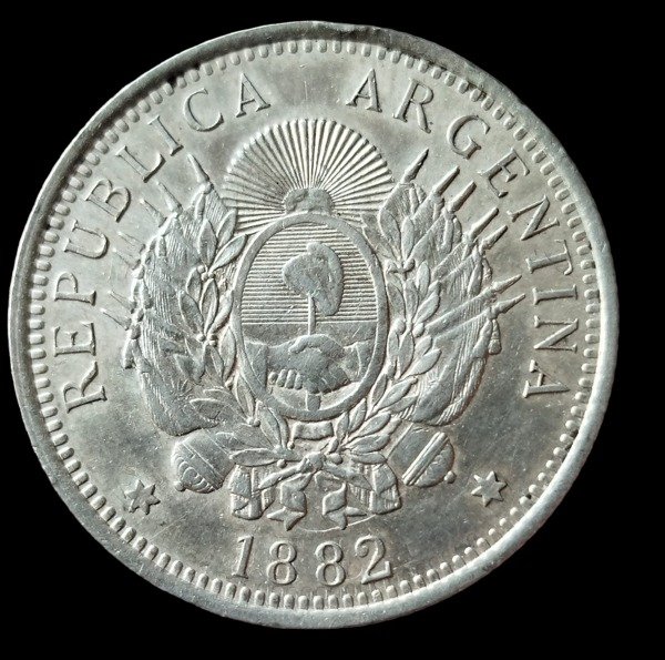 Producto - Argentina, 50 centavos de peso (medio patacon). 1882. Plata 12.5 gr. 30mm