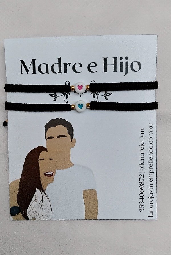 Producto - Madre e Hijo: Corazones fucsia y celeste
