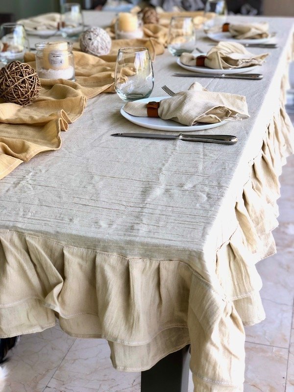 Producto - Mantel Indiana gasa con volados 2.2 x 1.30m