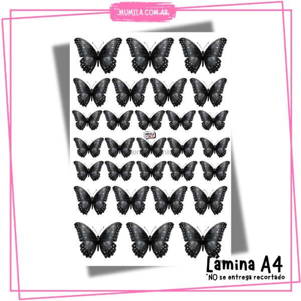 Producto - Mariposas comestibles M013 Lámina mariposas negro