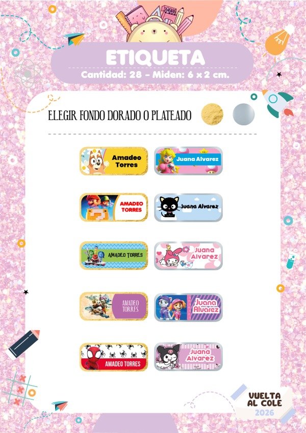 Producto - Etiquetas Glam