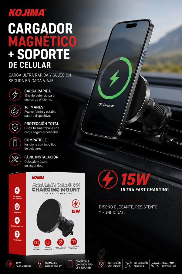 Producto - Cargador Kojima Aire Wireless MagSafe para Auto