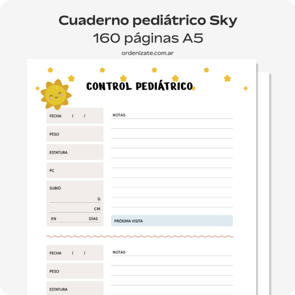 Producto - Cuaderno pediátrico Sky