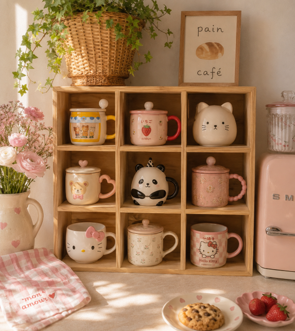 Producto - Organizador de tazas Pinterest 9 espacios madera medida para tazones