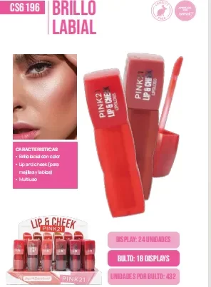 Producto - LIP AND CHEEK TEDDY LIPGLOSS - PINK 21 - CAJA DE 24 UNIDADES