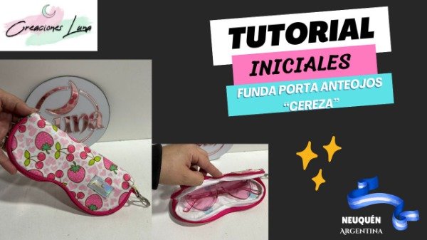 Producto - TUTORIAL INICIALES - Funda porta Anteojos "Cereza"