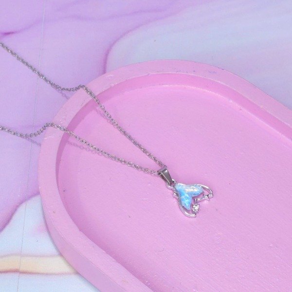Producto - Collar cola sirena celeste tornasol AQ