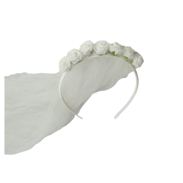 Producto - Vincha flores con velo blanco - 1