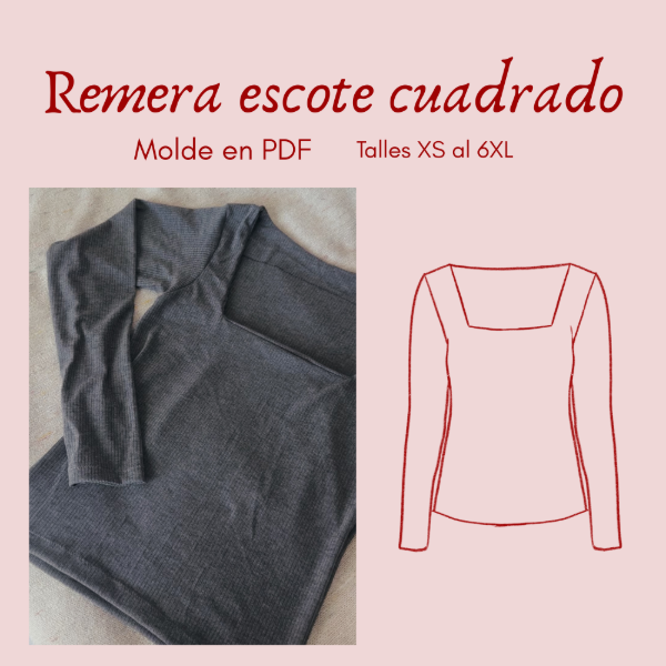 Producto - Molde PDF - Remera escote cuadrado