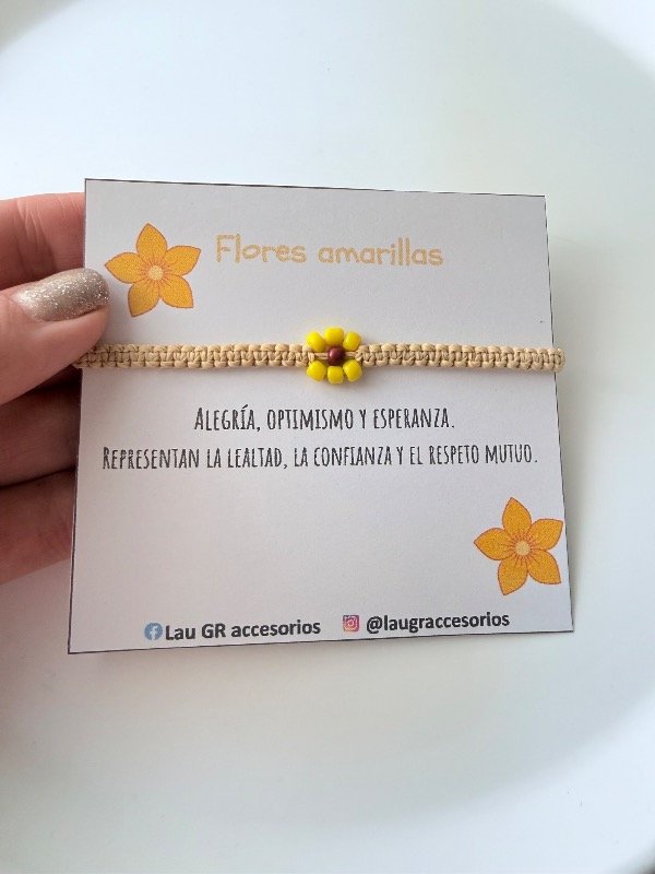 Producto - Pulsera tejida flor amarilla
