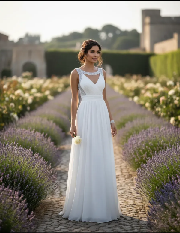 Producto - Vestido Largo Novias Blanco con Strass - 4
