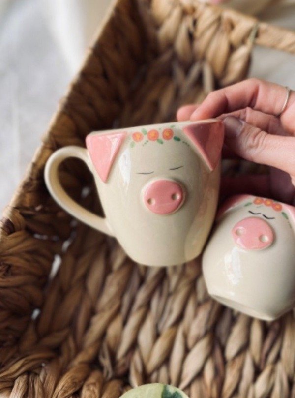 Producto - Taza chanchita cerámica artesanal 300cc
