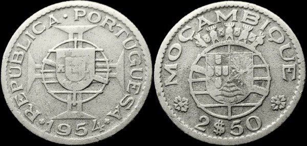 Producto - Mozambique - 2,50 Escudos (1954) KM #78 - Provincia Portuguesa de Ultramar