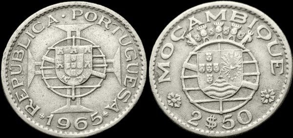 Producto - Mozambique - 2,50 Escudos (1965) KM #78 - Provincia Portuguesa de Ultramar