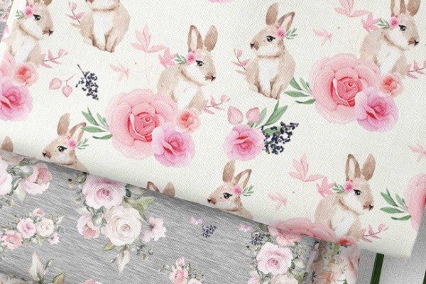 Producto - Set Telas Conejitos y Rosas 001