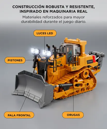 Producto - Bulldozer Excavadora Sobre Oruga Con Pala Móvil A Control Remoto Luces Y Sonido - 2