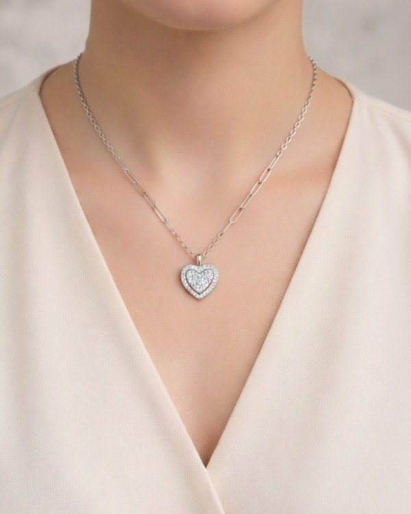 Producto - Collar, Corazón de Plata y Zircon - 3