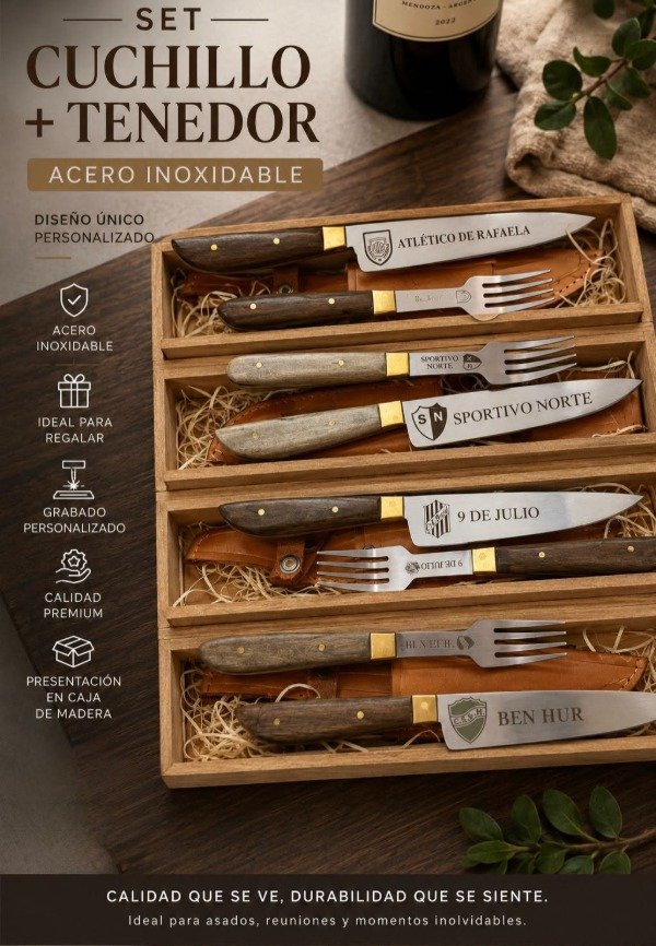 Producto - Set cuchillo y tenedor personalizado clubes