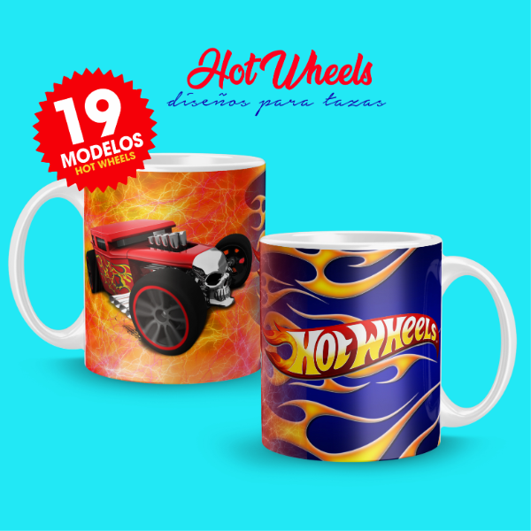 Producto - Plantilla Tazas Hotwheels Hot wheels Infantiles Diseños sublimar #t529