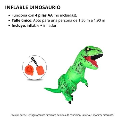 Producto - DISFRAZ INFLABLE DINOSAURIO ADULTO TALLA 1.60 A 1.90 M
