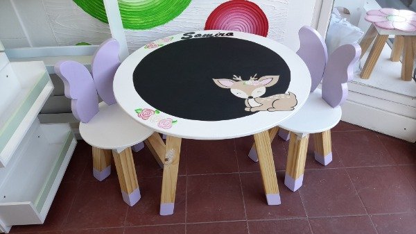 Producto - JUEGO DE MESA Y DOS BANCOS MARIPOSA BAUL 80CM - 2