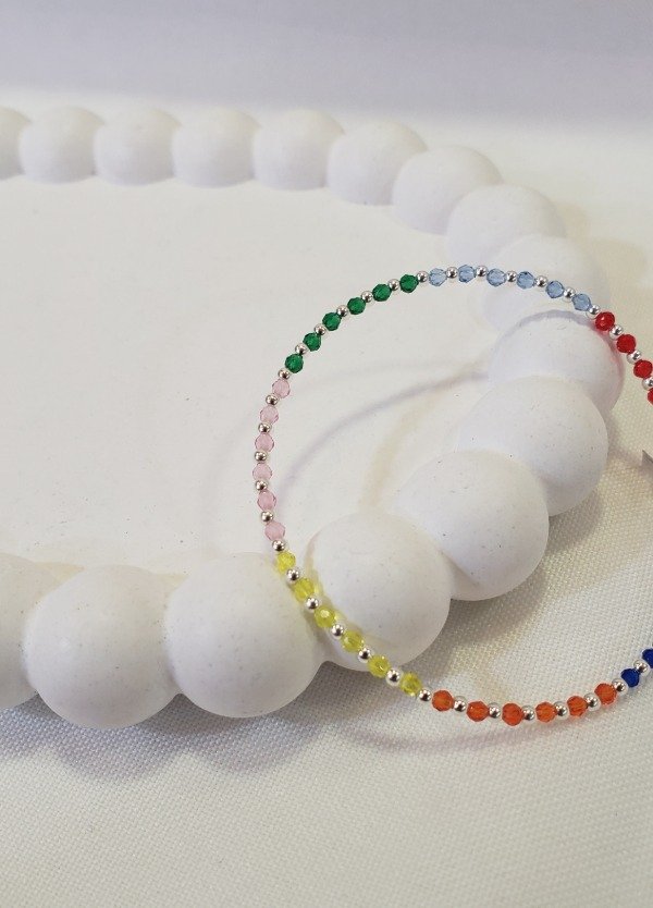 Producto - Pulsera cristales arcoiris plata