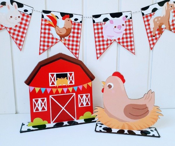 Producto - Animales de la Granja Centro De Mesa Adorno Granero/ Gallina