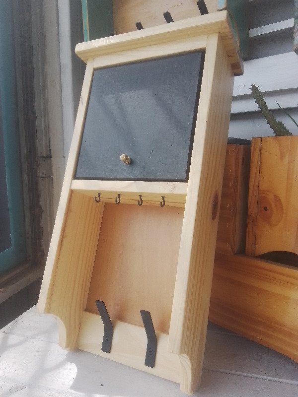 Producto - Perchero, portallaves, recibidor de pared con gabinete - negro
