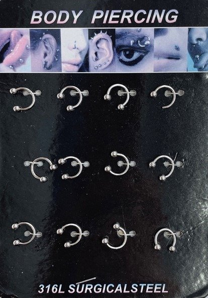 Producto - AROS PIERCING X 12 PCS EN PLANCHA 1438-3