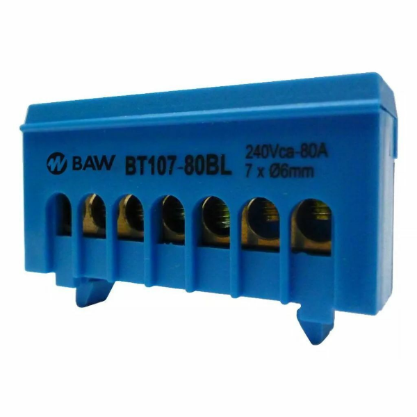 Producto - Bornera de Paso p/ Riel Din 7 Contactos Celeste