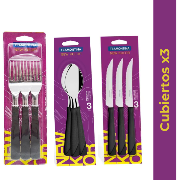 Producto - Cubiertos blíster x3 Tramontina