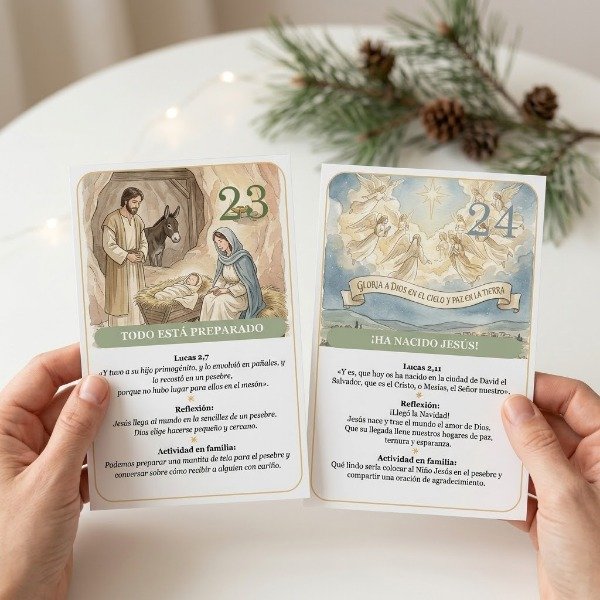 Producto - 24 tarjetas imprimibles para calendario de Adviento católico - 12