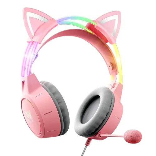 Producto - Auricular c/microfono -driver 50mm -acolchados -gamer -3.5mm + usb -diseño gato - 0